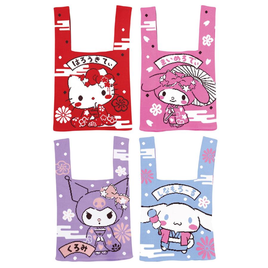 sanrio ミニトートバッグ ニットバッグ サンリオ 和柄 SANRIO クロミ