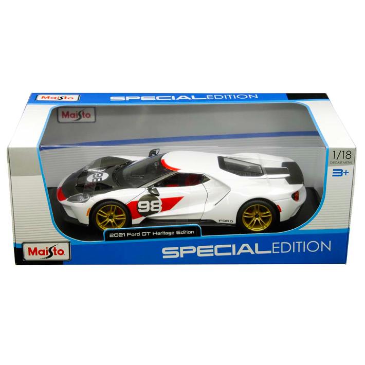 Maisto 1:18 – 2021 Ford GT Heritage Edition #98 – Diecast Neuf