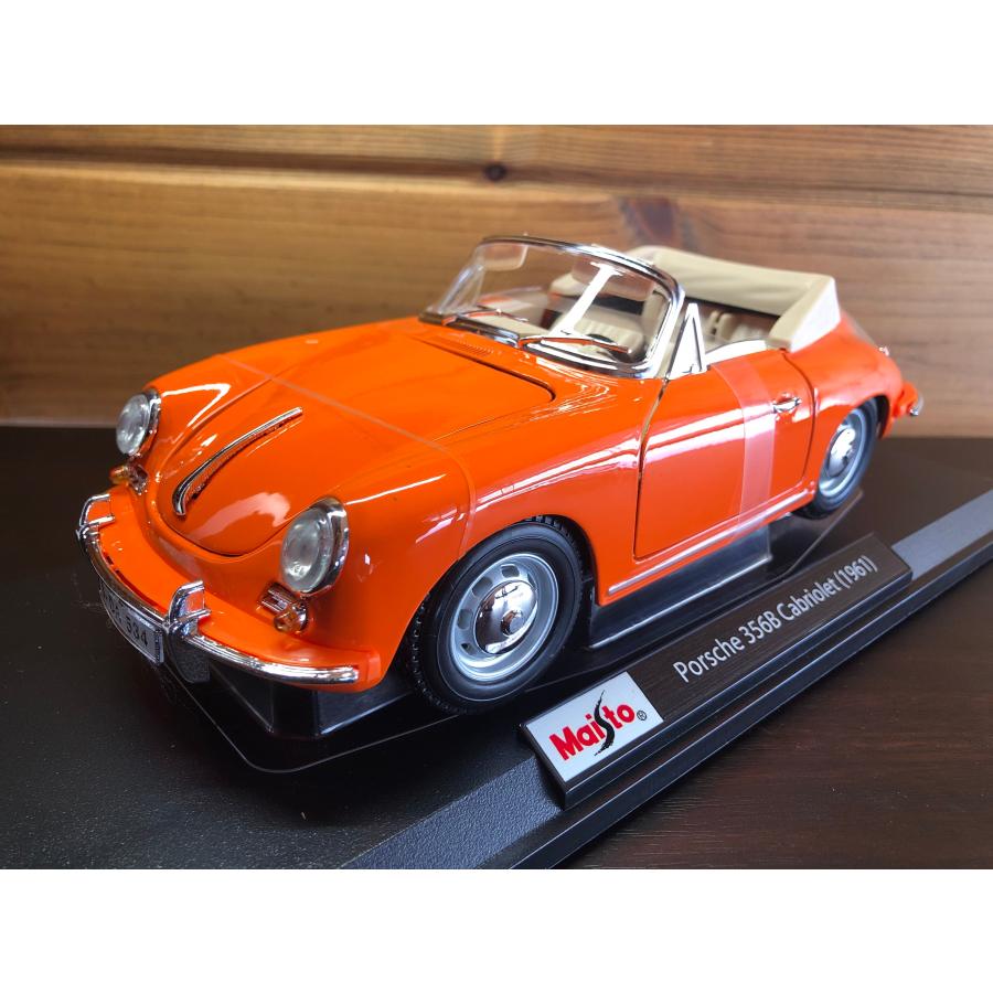 マイスト ミニカー 1961 Porsche 356 B Cabriolet Orange 1/18 Maisto