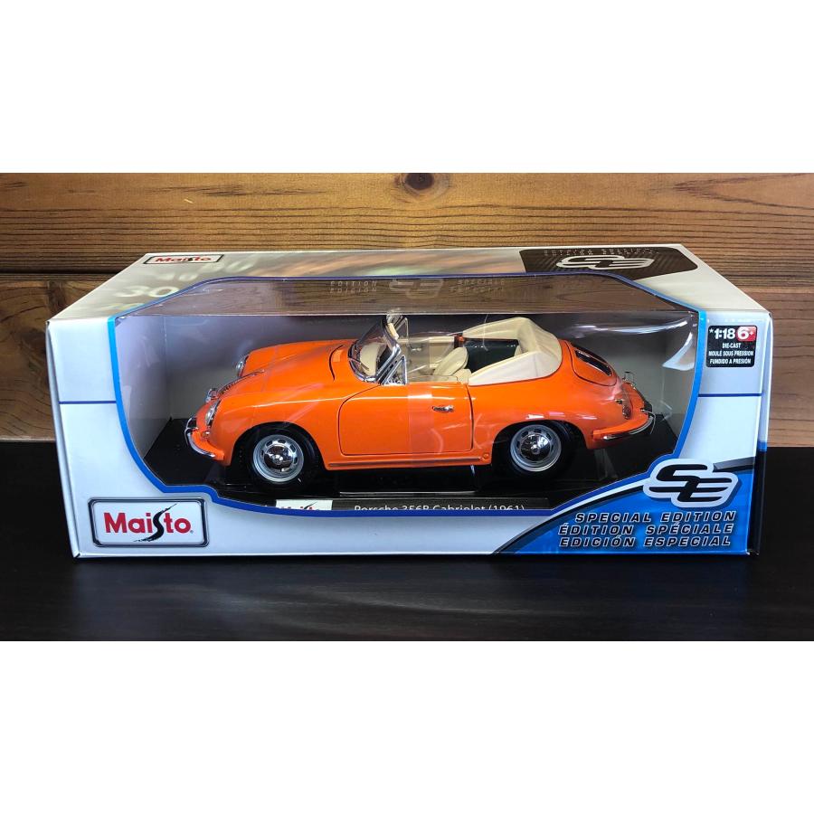 マイスト ミニカー 1961 Porsche 356 B Cabriolet Orange 1/18 Maisto
