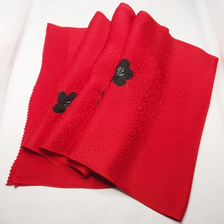 輪出し 赤地 黒 正絹 帯揚げ 綸子 梅 日本製 【衿秀】 : eri-age-rin  