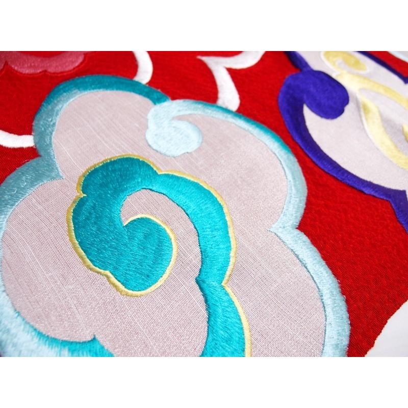 瑞雲　赤　豪華刺繍　正絹帯揚げ 日本製 【衿秀】の画像