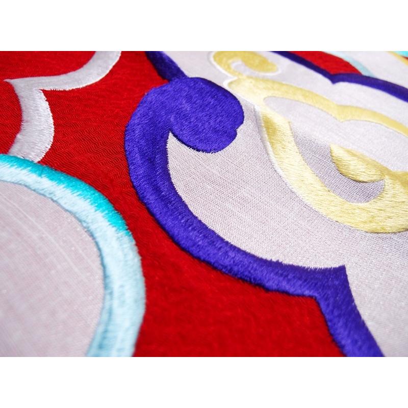 瑞雲　赤　豪華刺繍　正絹帯揚げ 日本製 【衿秀】の画像