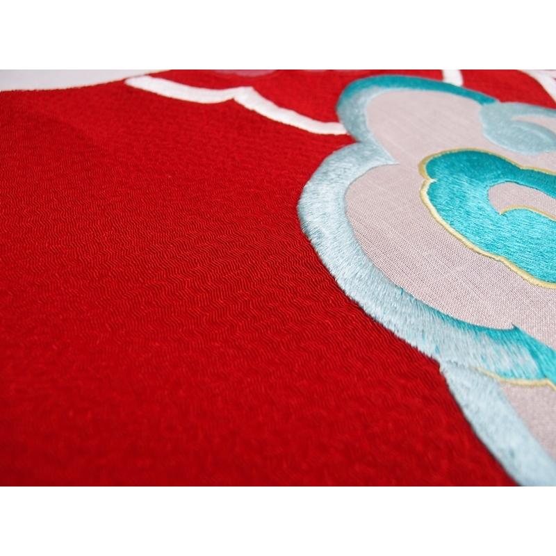 瑞雲　赤　豪華刺繍　正絹帯揚げ 日本製 【衿秀】の画像