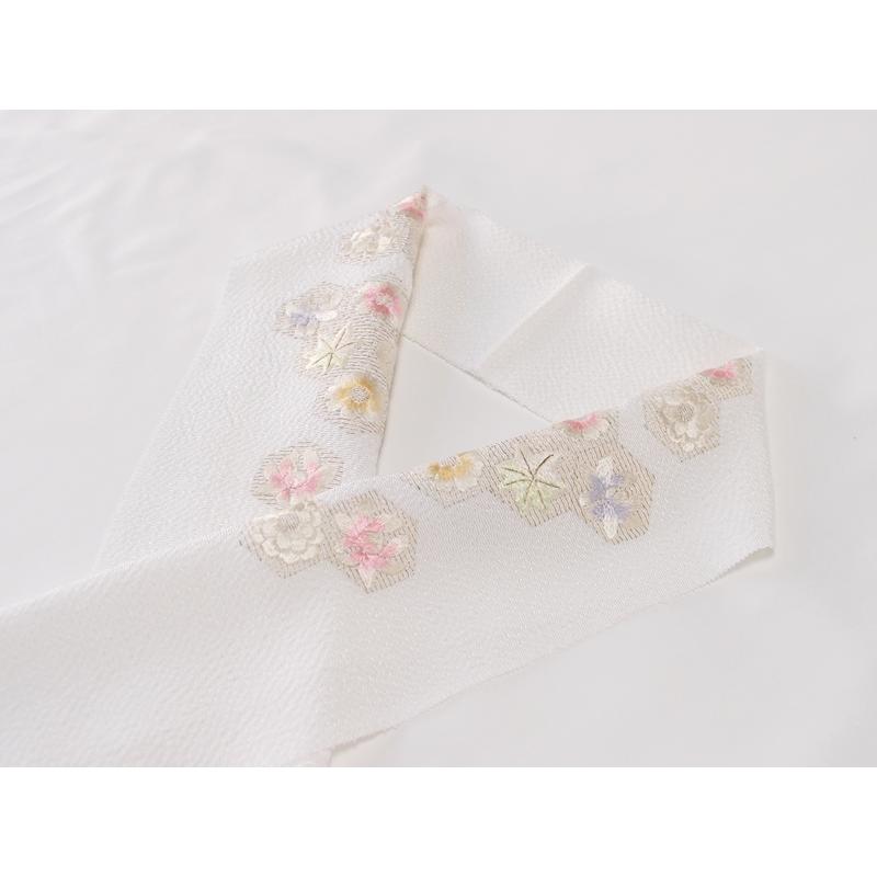 手刺繍　半襟　縮緬地　正絹 刺繍 半衿 白地【衿秀　和想庵】_2