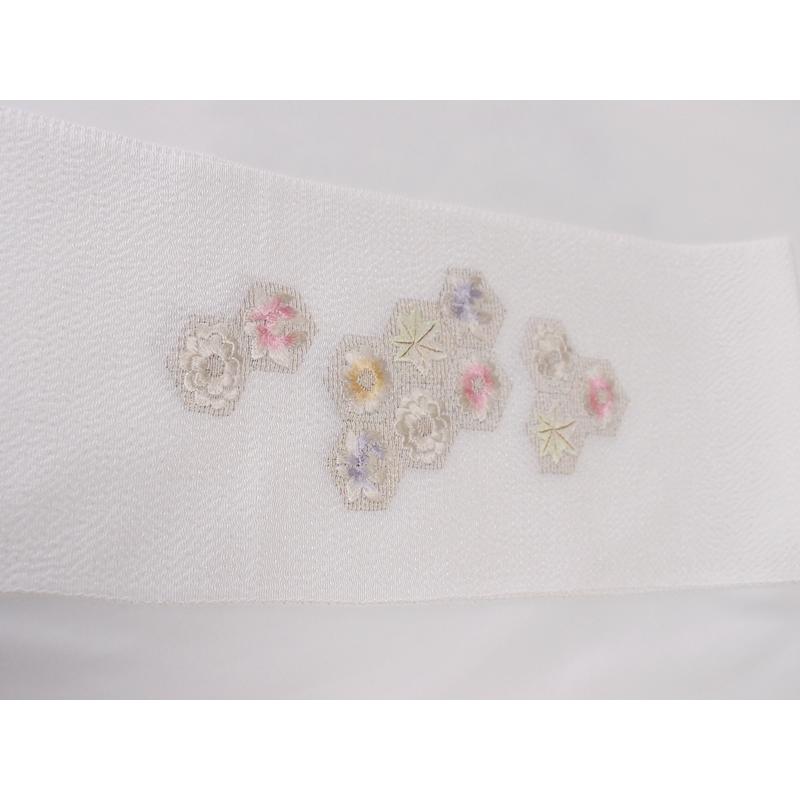 手刺繍　半襟　縮緬地　正絹 刺繍 半衿 白地【衿秀　和想庵】_4