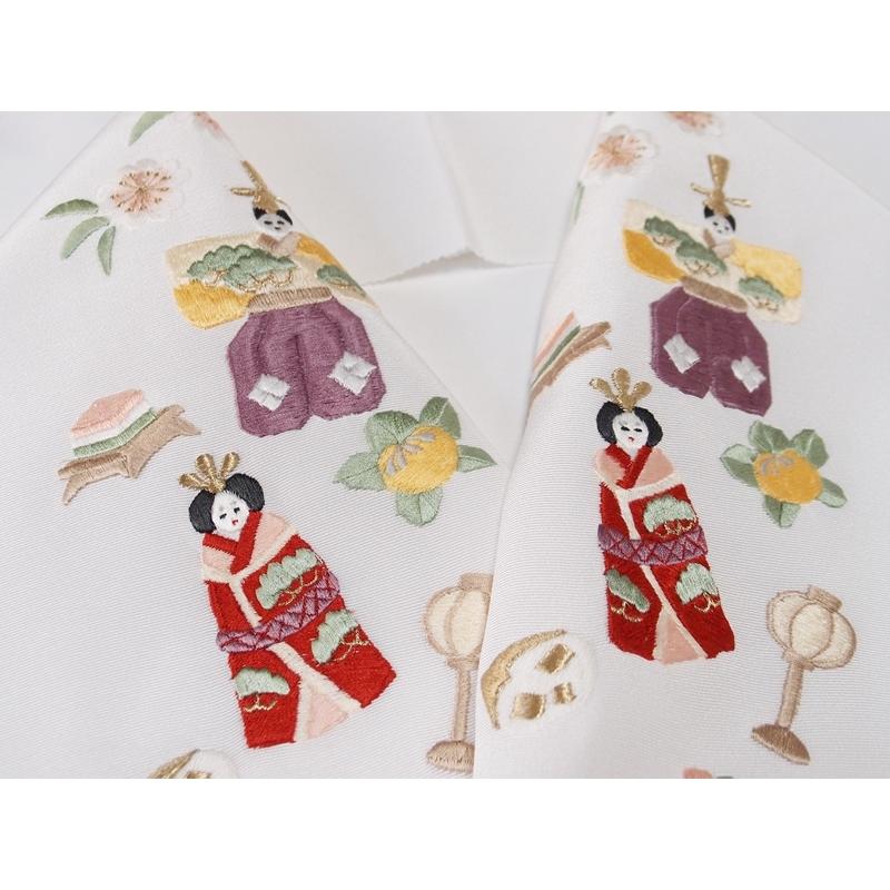 ひな祭り 半襟 正絹 刺繍 半衿 白【衿秀 和想庵】 : eri-silkeri 