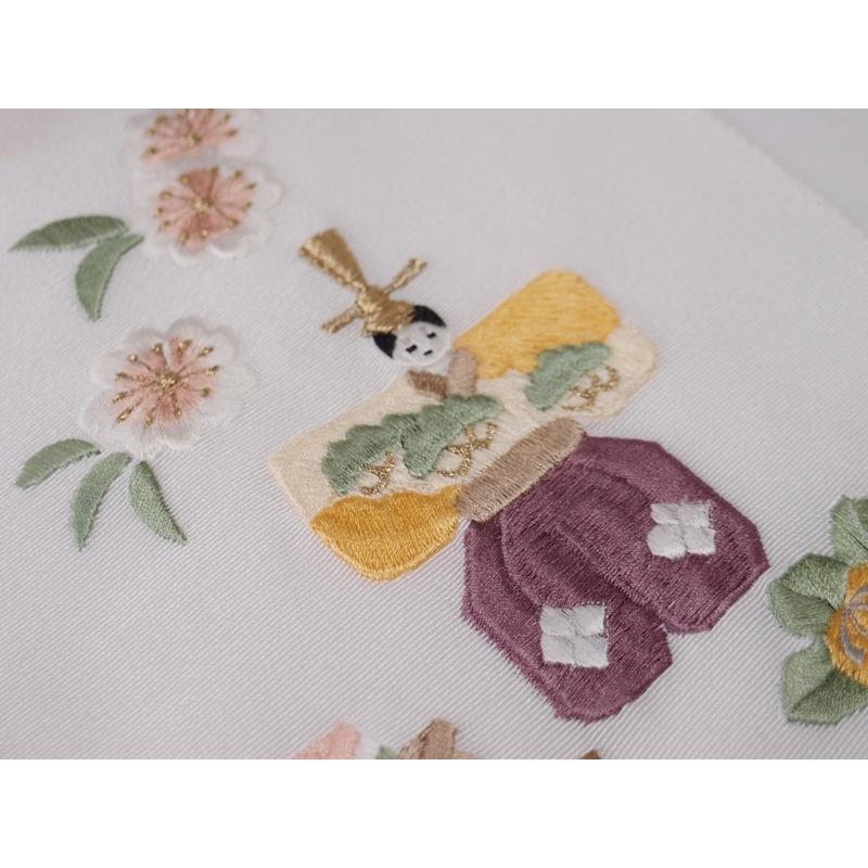 ひな祭り半襟正絹 刺繍 半衿 白【衿秀和想庵】2 - 長襦袢