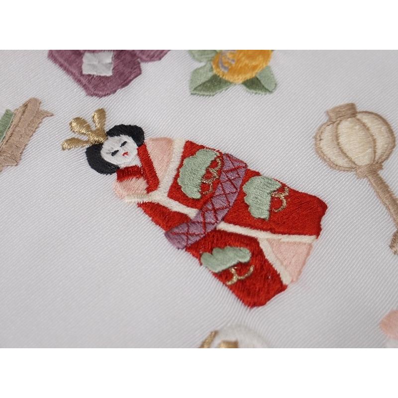ひな祭り 半襟 正絹 刺繍 半衿 白【衿秀 和想庵】 : eri-silkeri 
