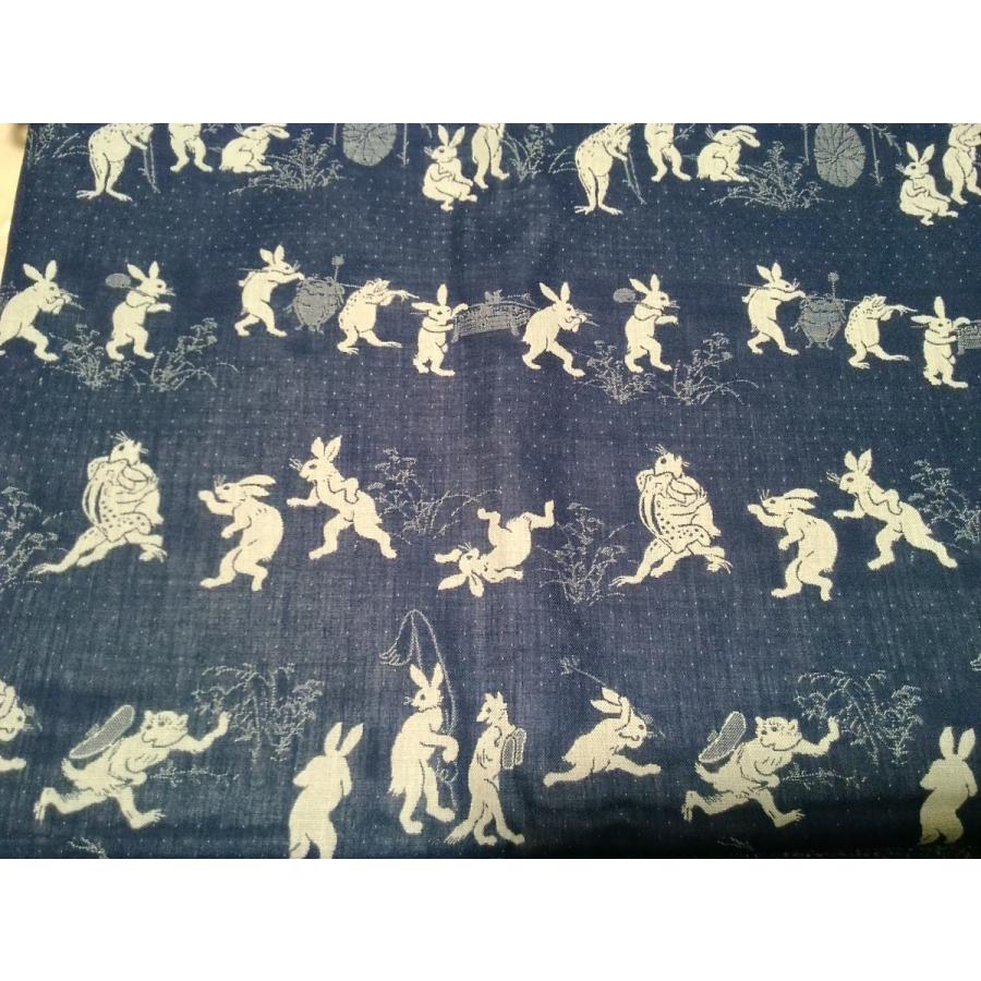 約120cm 風通織 高級風呂敷 鳥獣戯画 紺 : みあれる きもの 約120cm 風通織 高級風呂敷 鳥獣戯画 紺 : みあれる きもの