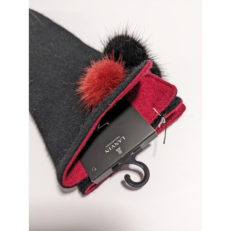 LANVIN（ランバン） 黒 ミンクファーチャーム付き 手袋 : みあれる