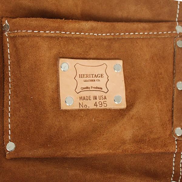 HERITAGE LEATHER ヘリテージレザー 495 スエード ベルト付き 腰袋 工具入れ BROWN ブラウン ツールポーチ DIY   日曜大工 MADE IN USA アメリカ製 送料無料｜miami-records｜02