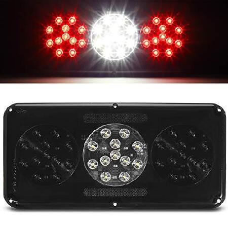 並行輸入 Partsam 1個 長方形 スモークレッド トリプルLED トレーラー