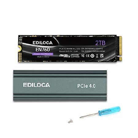 並行輸入 Ediloca EN760 SSD ヒートシンク付き 2TB PCIe Gen4、NVMe M