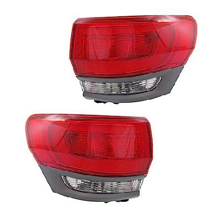並行輸入 For Jeep Grand Cherokee 2014-2021 Tail Light Driver ＆ Passenger Side | Pair | Outer | Clear ＆ Red Lens | Laredo/Limited/Overland/Summit Gra | 
