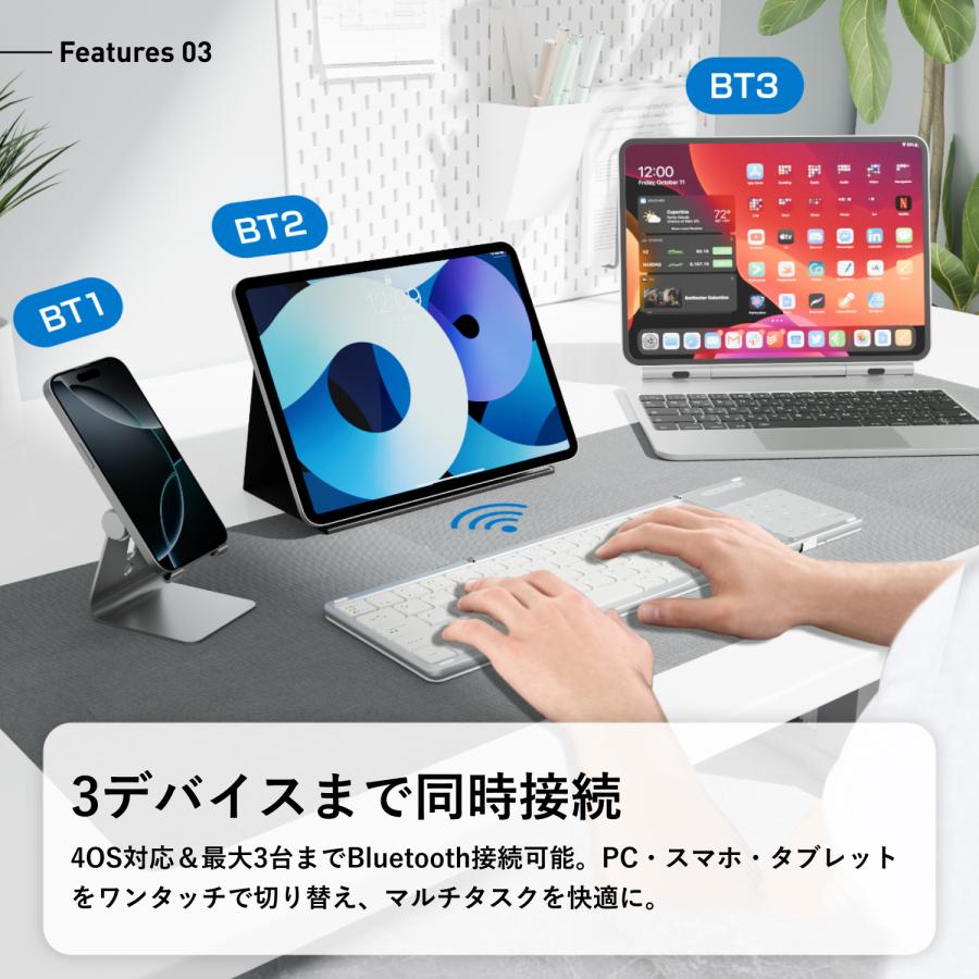 EWIN ワイヤレスキーボード 折り畳み式 三つ折り JIS日本語標準配列 Amazon | EWIN ワイヤレスキーボード 折り畳み式 三つ折り JIS日本語