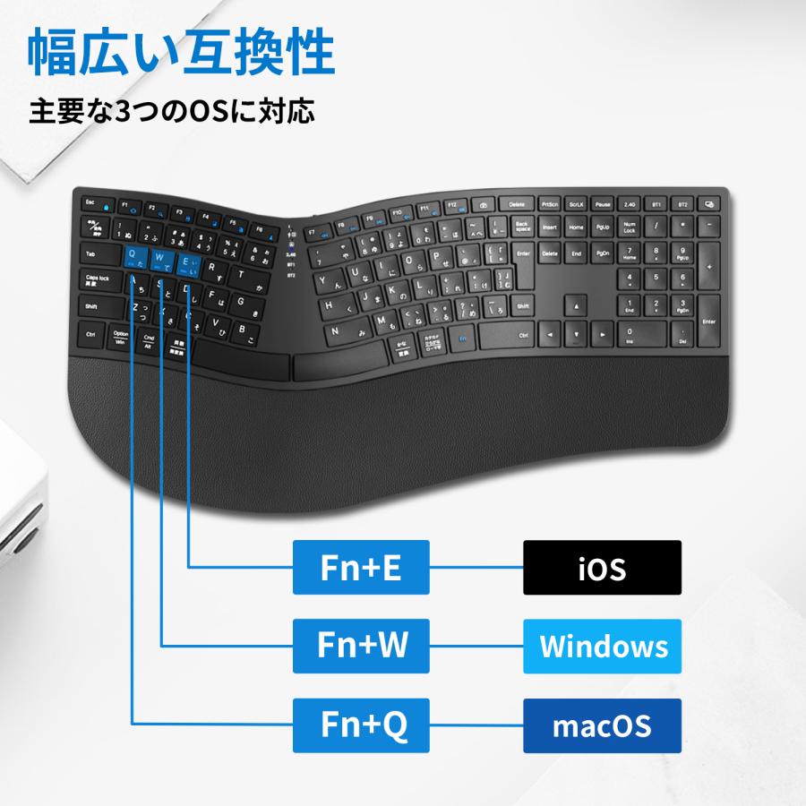 EWIN キーボード エルゴノミクス ワイヤレスキーボード 標準JIS配列