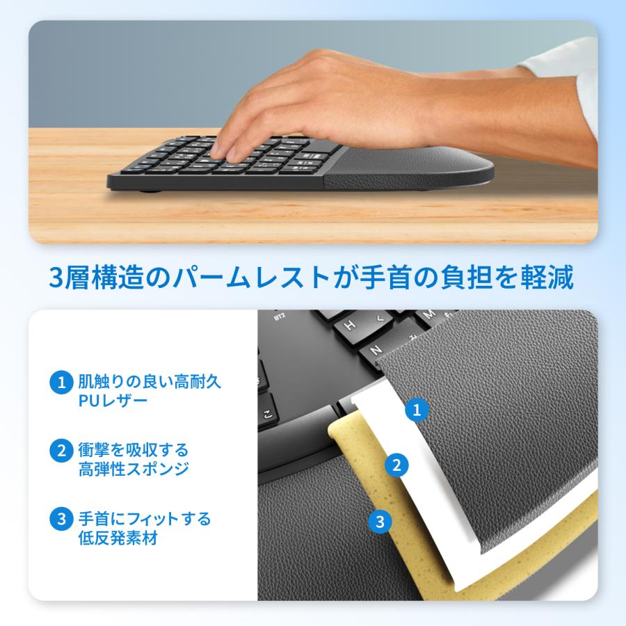 EWIN キーボード エルゴノミクス ワイヤレスキーボード 標準JIS配列