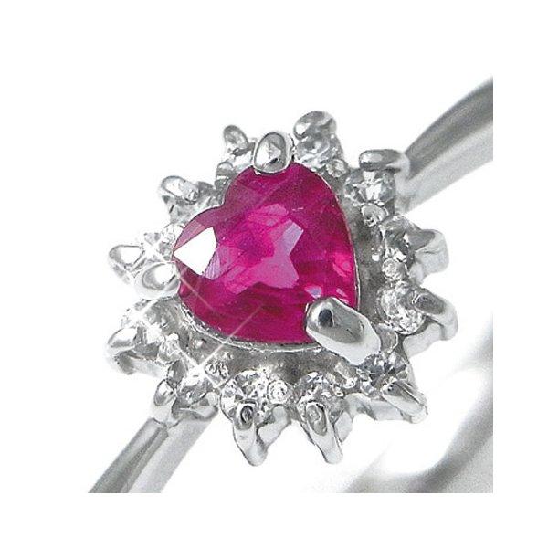 Pｔ100ハートルビー＆ダイヤリング 指輪パヴェリング　7号