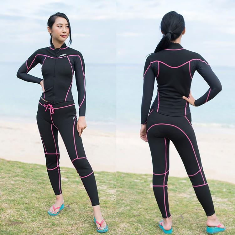 [ AQA ] KW-4412F UVウェットトップジップ レディース [ブラックxブラック] | AQA | 03