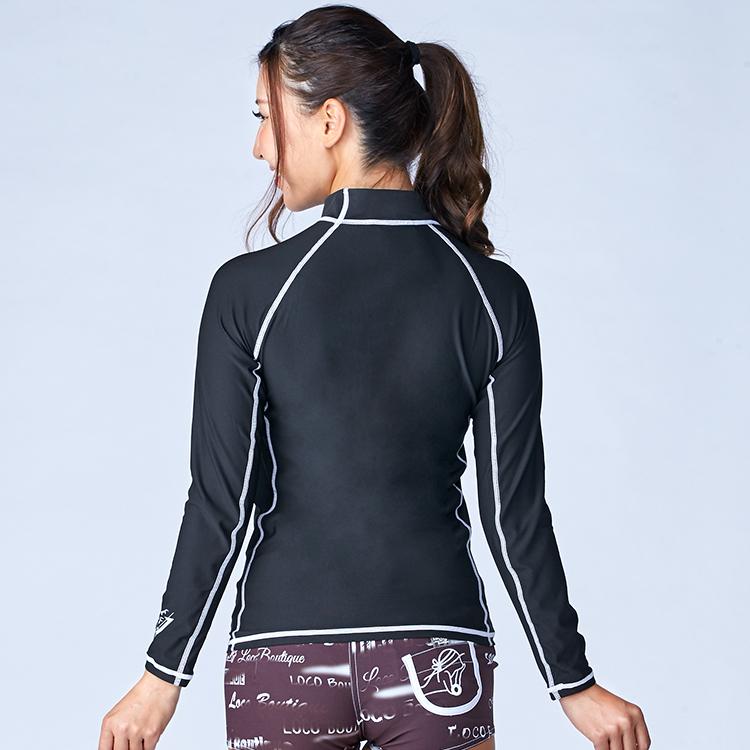 [ GRUSH ] ロングスリーブ ラッシュガード (ユニセックス)[ ブラック / ホワイトステッチ ] |  | 01