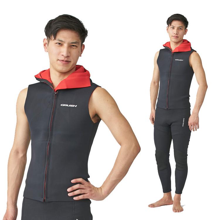 [ GRUSH ] ストレッチジップフードベスト2 [メンズ] | 