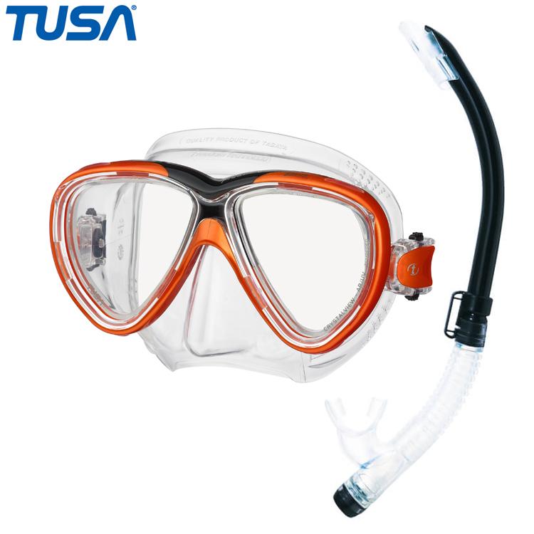 [ TUSA ] M211S フリーダムワンプロ + SP451 スノーケル 軽器材2点セット ダイビング用 マスク スノーケル 2点デット | Tabata | 09