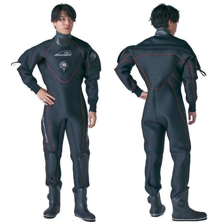 Breaker ドライスーツ 黒 長袖 GRUSH ] ドライスーツ メンズ BK／RDステッチ ドライスーツ