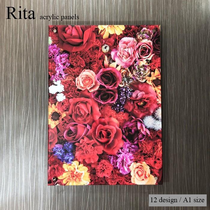 アートパネル アクリル パネル A1 壁掛け 花柄 バラ 虹色 カラフル