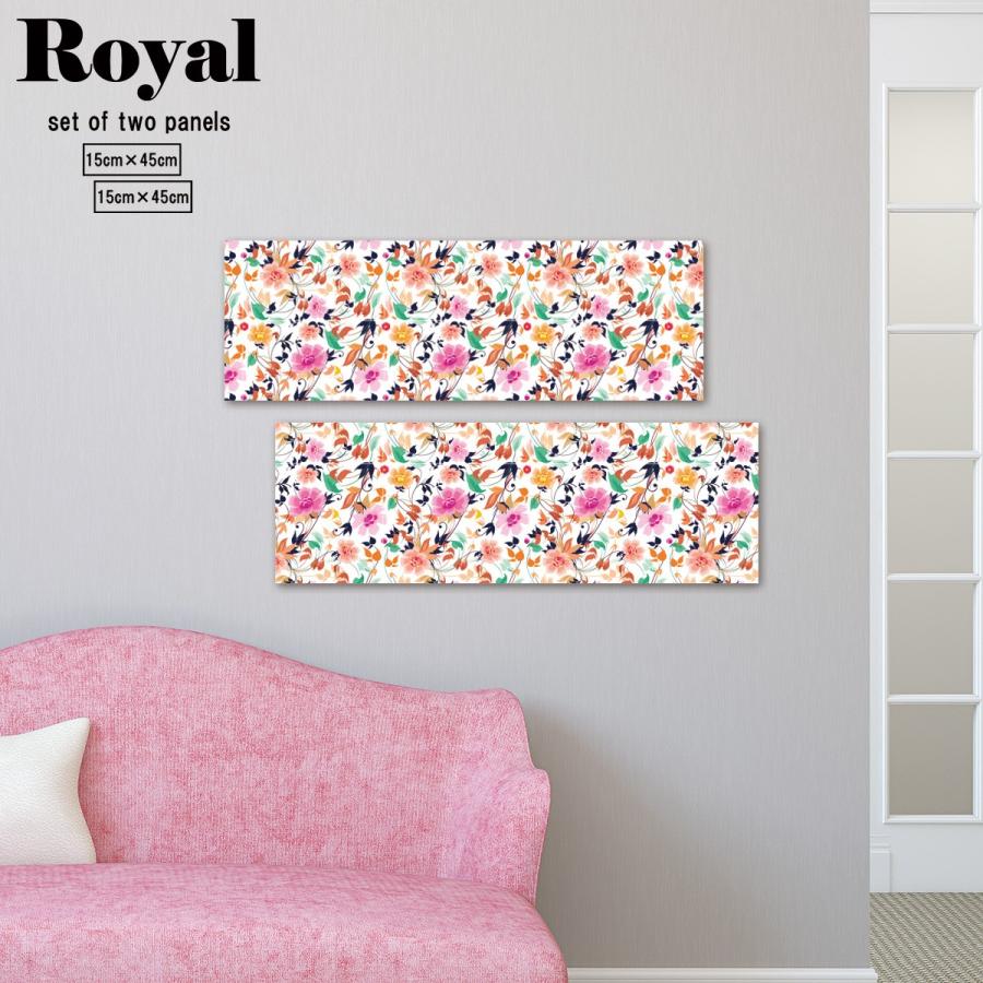 ファブリックパネル 花 2連 薔薇 ローズ 花柄 フラワー 小花 パステル