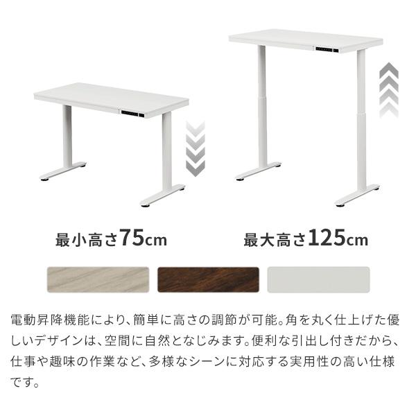 デスク 電動昇降デスク テーブル 幅120cm オフィスデスク 電動昇降テーブル 電動机 高さメモリー機能 高さ調整 USB付き 収納 おしゃれ  スタンディングデスクの画像