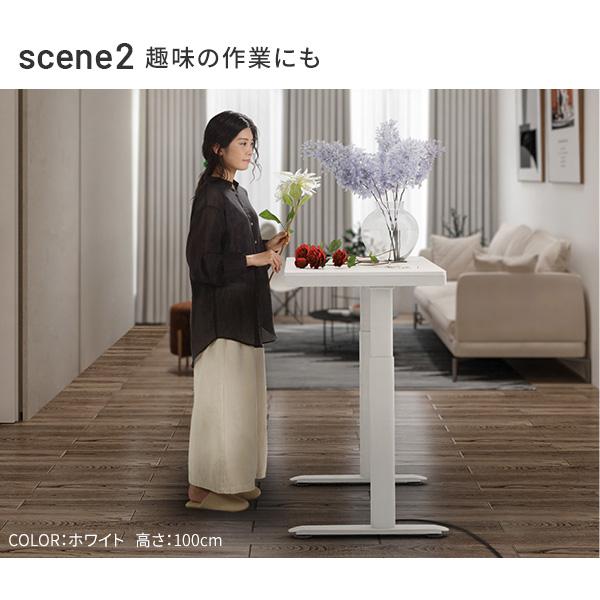デスク 電動昇降デスク テーブル 幅120cm オフィスデスク 電動昇降テーブル 電動机 高さメモリー機能 高さ調整 USB付き 収納 おしゃれ  スタンディングデスクの画像