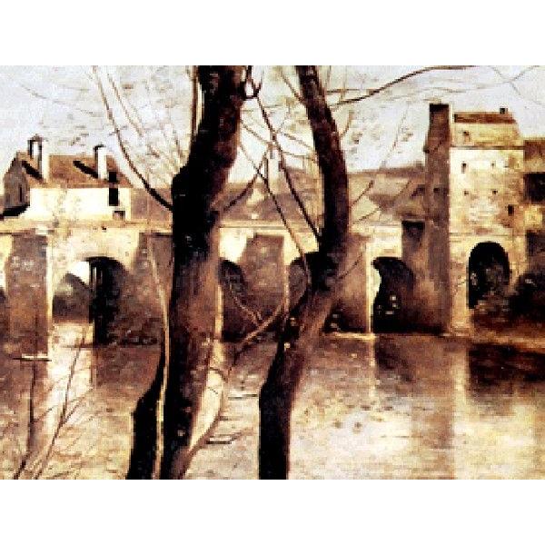 コロー 「マントの橋」 原画同縮尺近似（4号）（プリハード