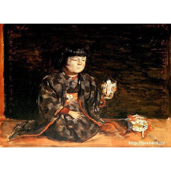 岸田劉生「麗子の座像」 原画同縮尺近似（10号）（プリハード・デジタグラフ）