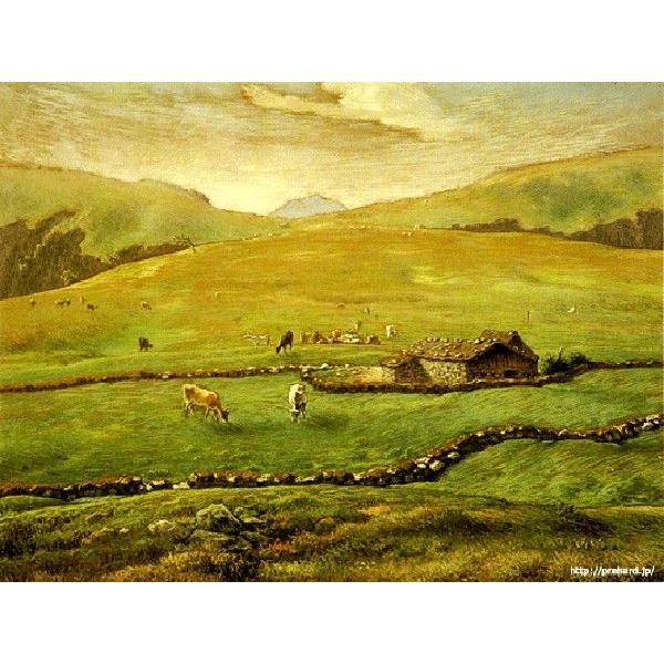 ミレー 「ヴォージュ山中の牧場風景」 原画同縮尺近似(10号