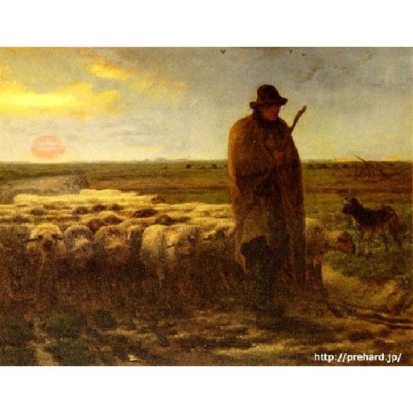 ミレー 「夕暮れに羊を連れ帰る羊飼い」 原画同縮尺近似（20号）（プリハード・デジタグラ）