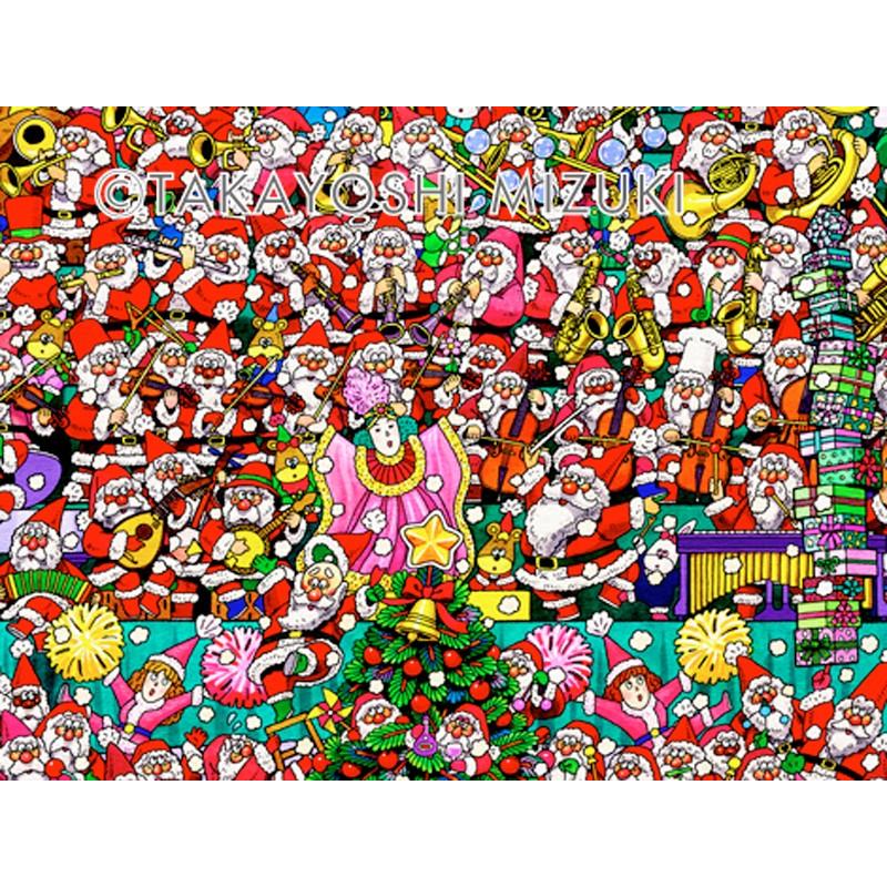 ★Xmas Santa Orchestra (art-poster)・A3判（29.7×42.0cm）・額：OPEN SLIDE FRAM・MC画材用紙・ジクレー版画｜micbox-art-shop｜03