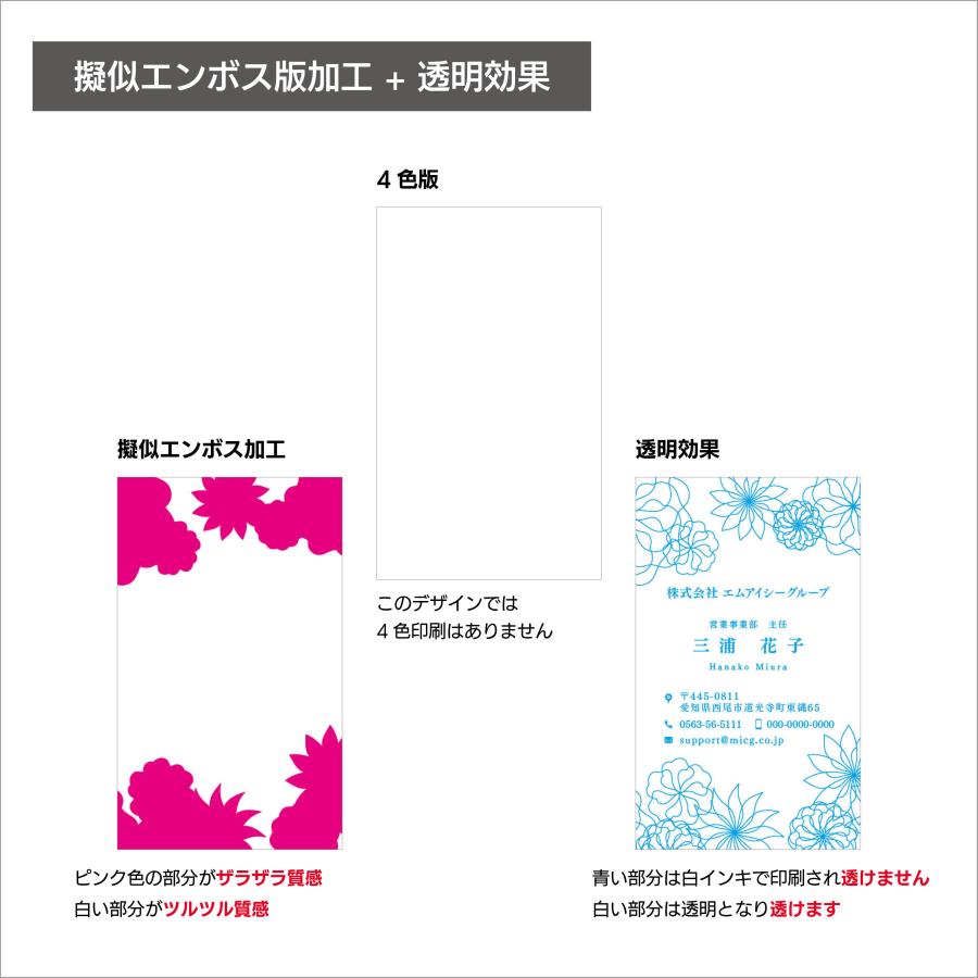 N 選べるデザインコース 擬似エンボス印刷×クリア名刺　名刺 クリア素材 プレミアム オリジナル かわいい ビジネス 印刷 カラー 営業 ツール 縦型 シンプル |  | 01