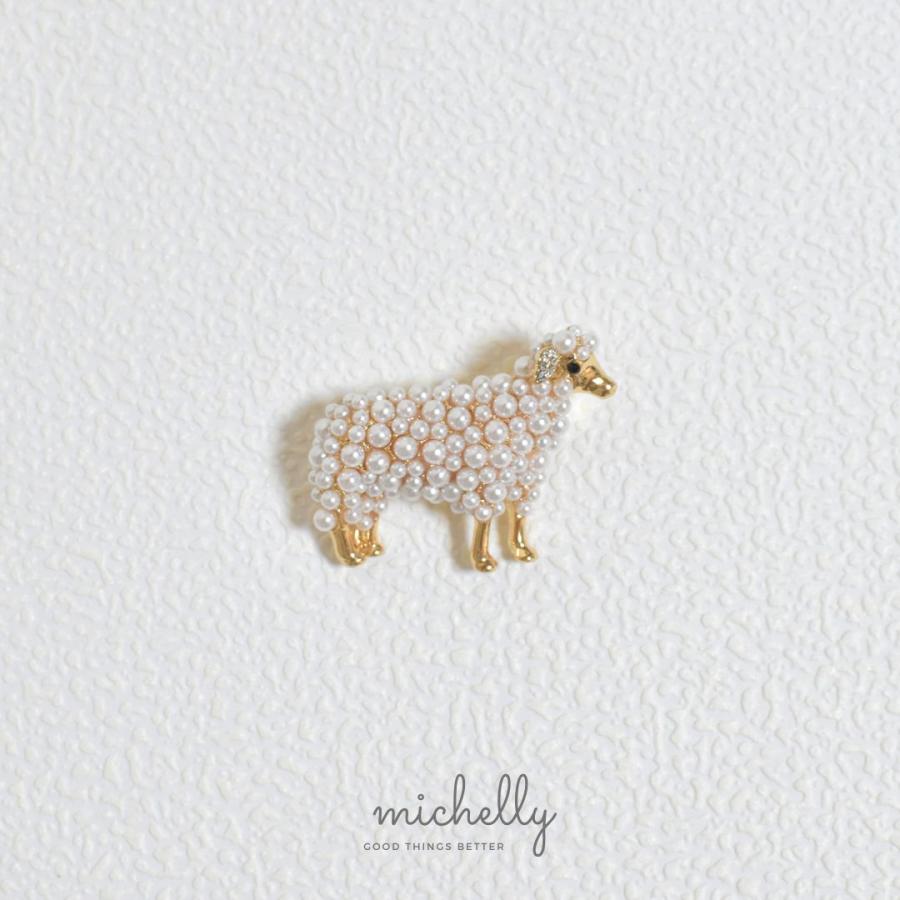 ブローチ ひつじ パール ストーン ゴールド かわいい シンプル アクセント おしゃれ | ブランド登録なし | 03