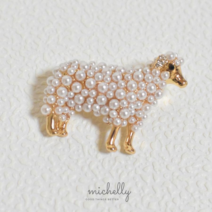 ブローチ ひつじ パール ストーン ゴールド かわいい シンプル アクセント おしゃれ | ブランド登録なし | 04
