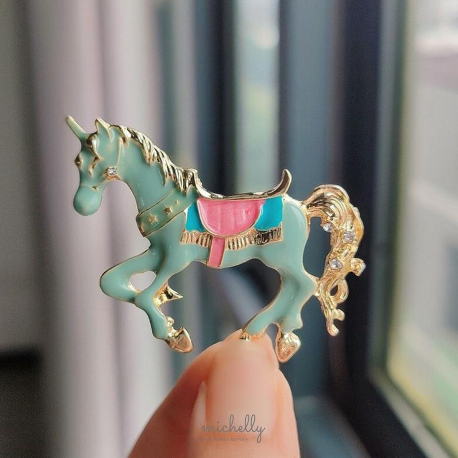 ブローチ ユニコーン ミント オレンジ ネイビー ゴールド 馬 モチーフ アクセサリー おしゃれ かわいい 大人 | ブランド登録なし | 04