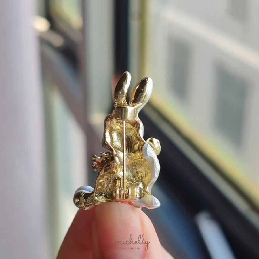ブローチ うさぎ ミニ ラビット 小さい 北欧風 シルバー ゴールド エナメル パール 小ぶりプレゼント ギフト 母の日 入学式 | ブランド登録なし | 03