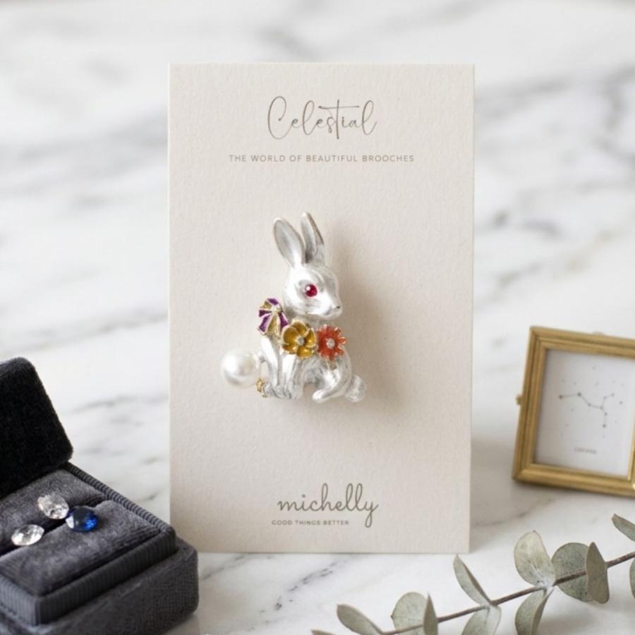 ブローチ うさぎ ミニ ラビット 小さい 北欧風 シルバー ゴールド エナメル パール 小ぶりプレゼント ギフト 母の日 入学式 | ブランド登録なし | 06