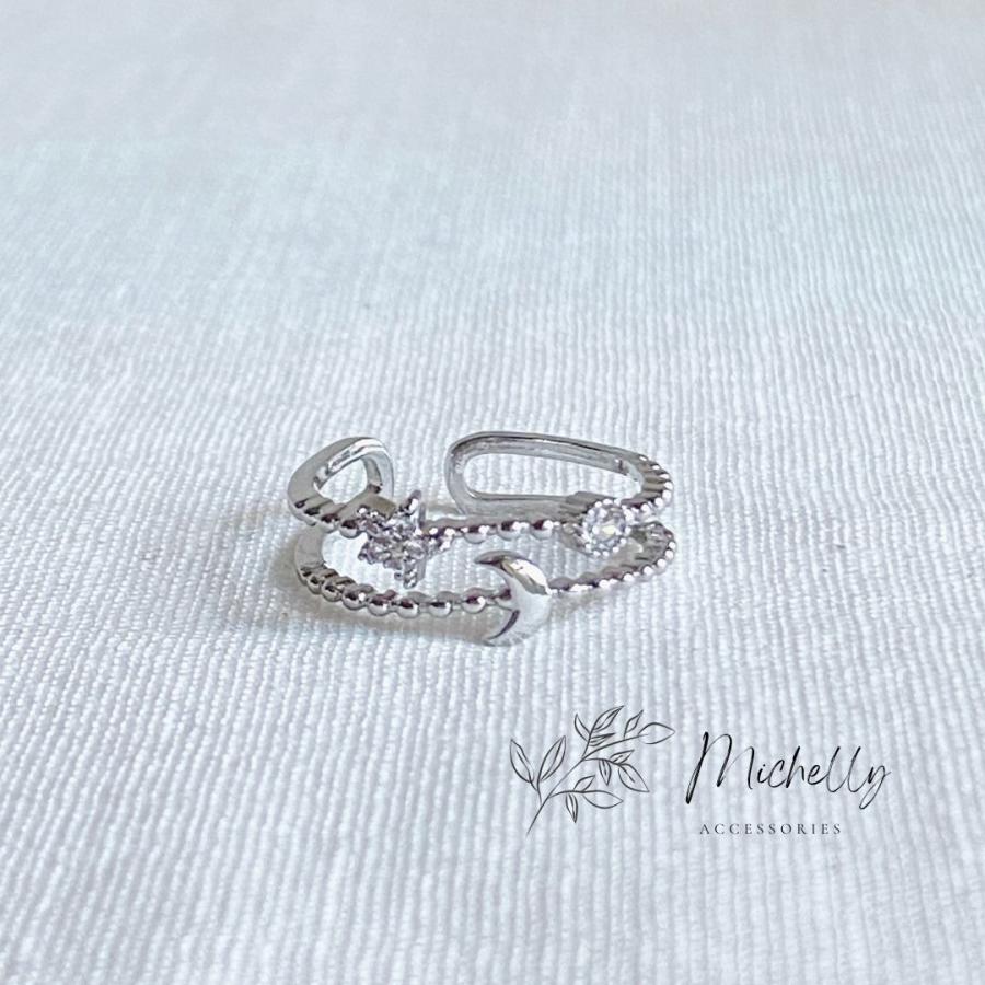 リング 指輪 月 星 三日月 シルバー ファッションリング 上品 かわいい キラキラ おしゃれ フリーサイズ | ブランド登録なし | 03