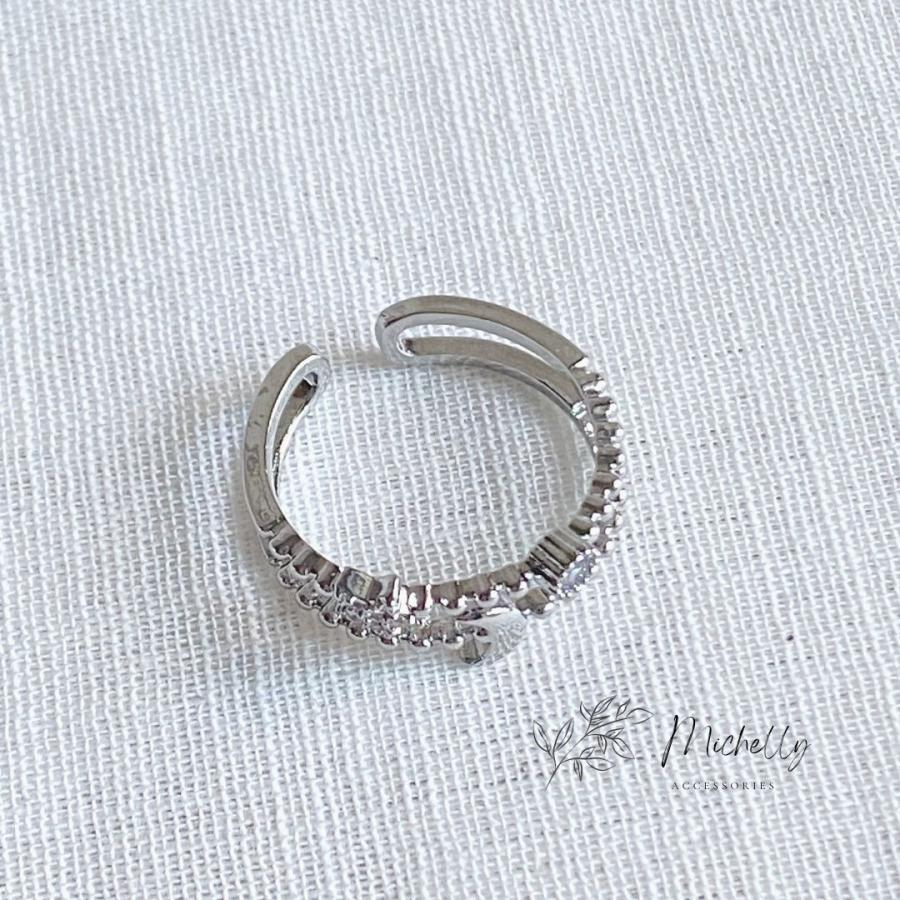 リング 指輪 月 星 三日月 シルバー ファッションリング 上品 かわいい キラキラ おしゃれ フリーサイズ | ブランド登録なし | 05