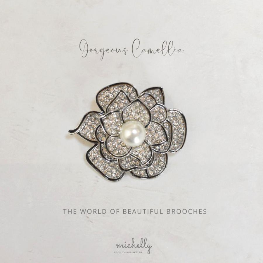 ブローチ カメリア パール ストーン シルバー 入学式 卒業式 大きめ おしゃれ きれいめ フォーマル 華やか | ブランド登録なし