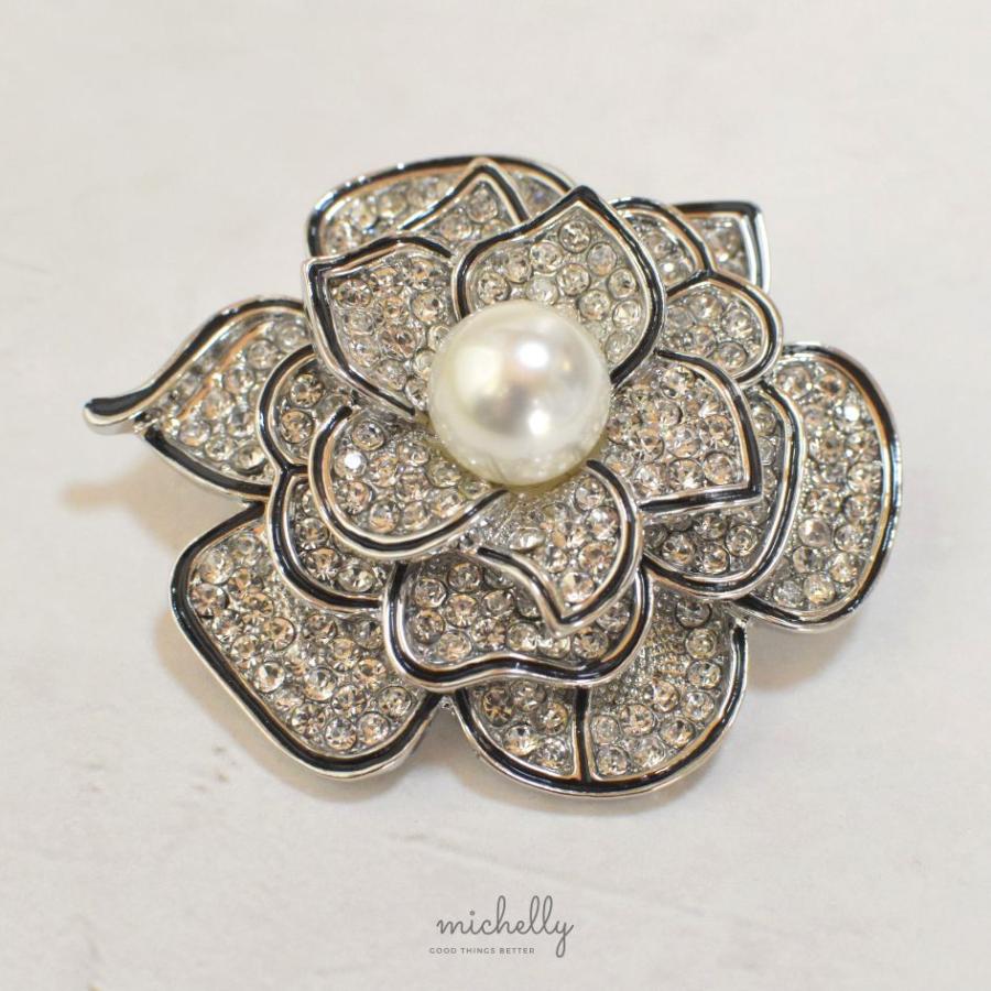 ブローチ カメリア パール ストーン シルバー 入学式 卒業式 大きめ おしゃれ きれいめ フォーマル 華やか | ブランド登録なし | 02