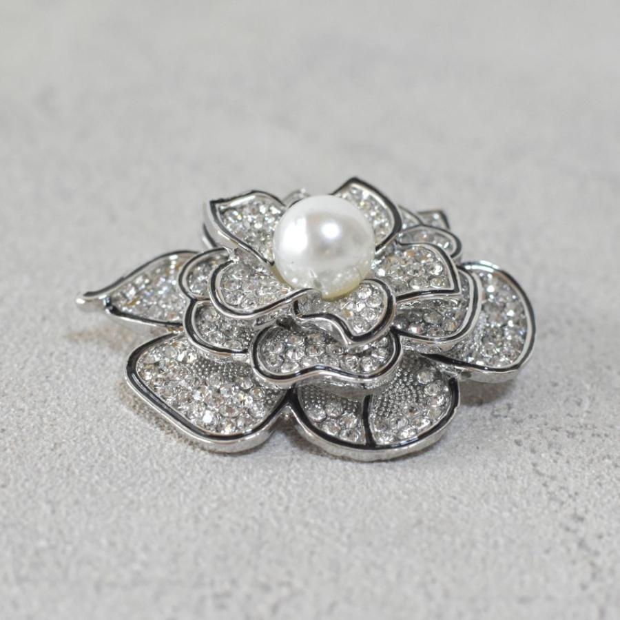 ブローチ カメリア パール ストーン シルバー 入学式 卒業式 大きめ おしゃれ きれいめ フォーマル 華やか | ブランド登録なし | 03