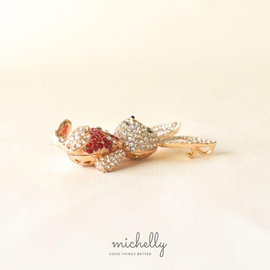 ブローチ うさぎ ラビット レッド ブルー ラインストーン キラキラ かわいい おしゃれ アクセント | ブランド登録なし | 03