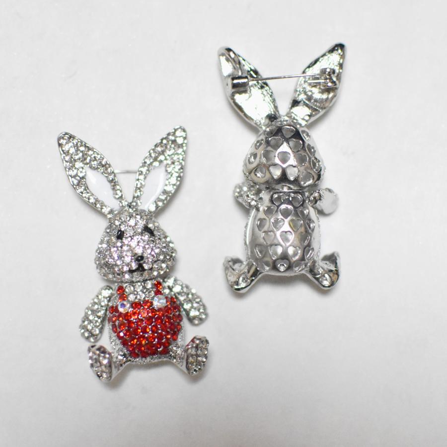 ブローチ うさぎ ラビット レッド ブルー ラインストーン キラキラ かわいい おしゃれ アクセント 爆買 | ブランド登録なし | 04